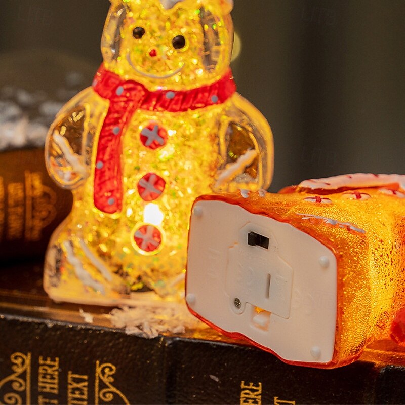 Christmas Cute Gingerbread Man Glowing Candle Light Christmas Snowman Battery Powered Christmas Ornaments New Year Gift Home Decoration4