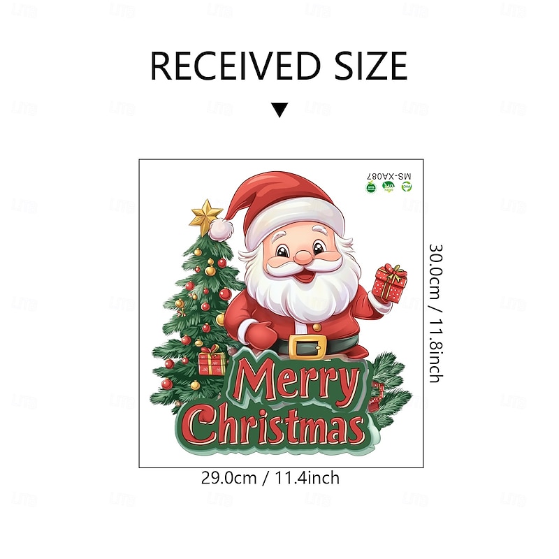 Christmas Sticker Wall Decals Cartoon Santa Claus Gift Toilet Removable Waterproof Vinyl Mural Holiday Bathroom Wall Decoration Fun Party Background Decoration For Home3