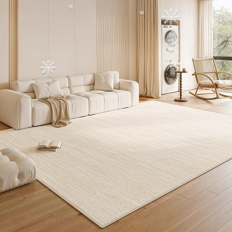Cream Style Area Rug, Waterproof & Stain Resistant Wash-Free Carpet, Elegant Living Room Bedroom Sofa Floor Mat, Luxury High-End Home Decor