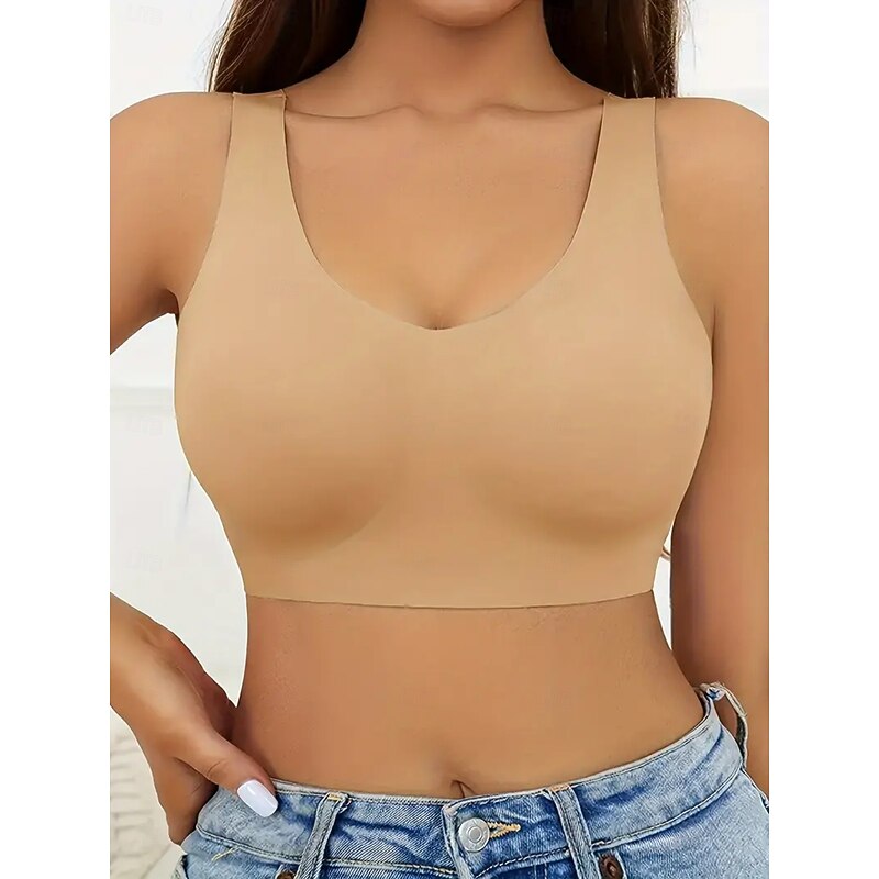 Women's Yoga Tank Tops Sports Bra Underwear Calories Burned Sports Wirefree Solid / Plain Color Sport Activewear Light Blue Black Workout Fitness Yoga3