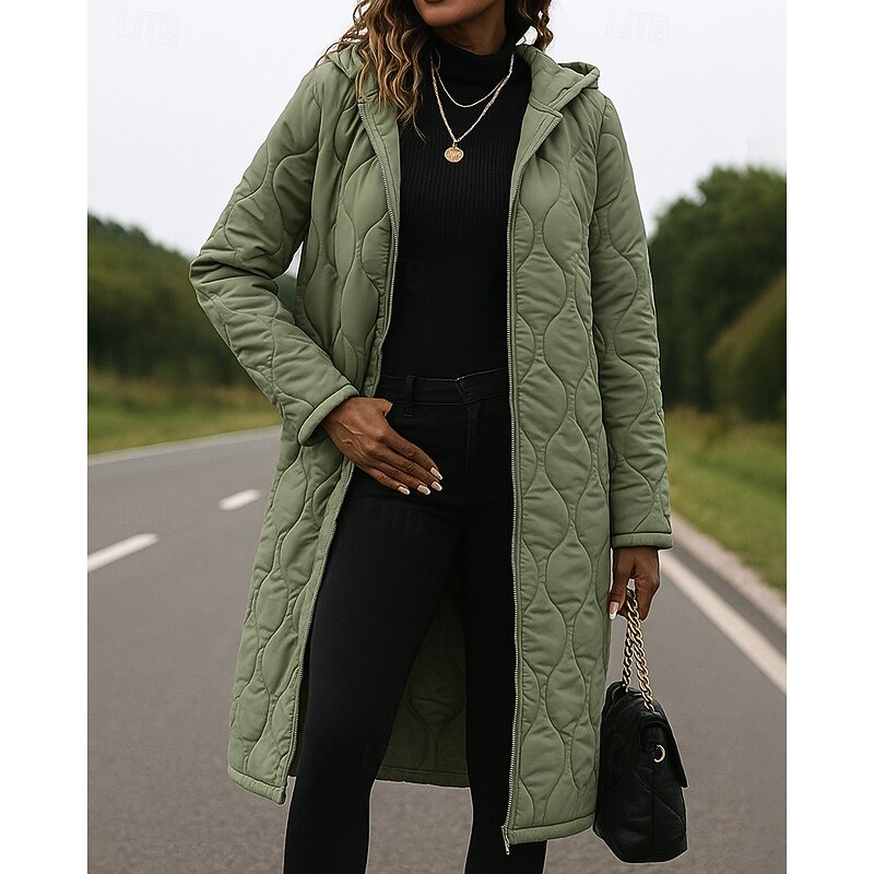 Women's Winter Zip Up Coat Fleece Hoodie Jacket Thick Long Sleeve Top Athleisure Solid Colored Windproof Warm Hiking Travel Vacation Sportswear Activewear Black Green Khaki4