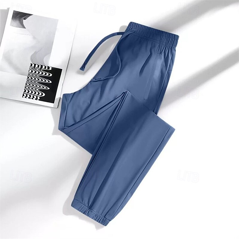 Men's Joggers Trousers Casual Pants Drawstring Pocket Elastic Waist Plain Comfort Sports Outdoor Daily Fashion Casual Black Light Green Micro-elastic4