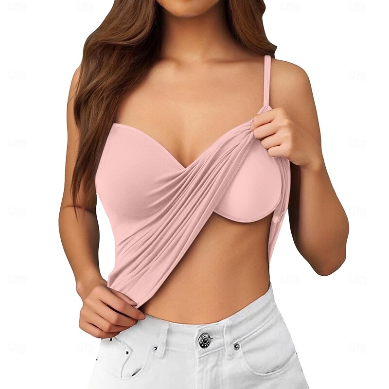 Women's Spaghetti Strap Bra Strappy Sports Bras Strap Underwear Casual Breathable Long Backless Solid / Plain Color Sport Activewear Light Pink Deep Purple Workout Fitness Yaga3