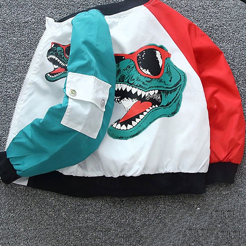 Kids Unisex Baseball Jackets Outerwear Color Block Long Sleeve Zipper Lightweight Comfort Soft Coat Outdoor Fashion Daily Black Green Spring Fall 4 years+2