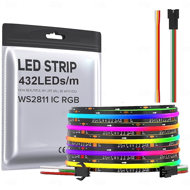 RGB Smart IC COB LED Strip Light Addressable 16.4ft 12V Color Flowing Strip Light Multicolor Flexible Tape Lights with APP Control/Music Modefor TVBedroomParty DIY Decoration2
