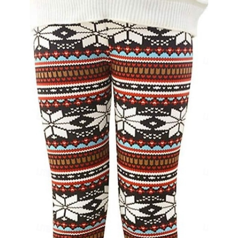 Women's Chinos Leggings Cozy Leggings Vacation Casual Full Length High WaistPantsUgly Christmas Snowflake Printing Thermal Warm Comfortable Stretchy Vacation Casual Daily Red Spring Fall Winter Slim2