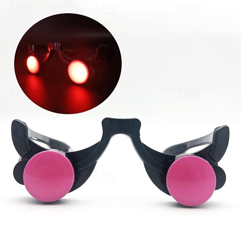Glowing Red Eyes Glasses Scary Grim Reaper Cosplay Halloween Costume Accessories Light up Glasses Eyewear Rave Party Favors