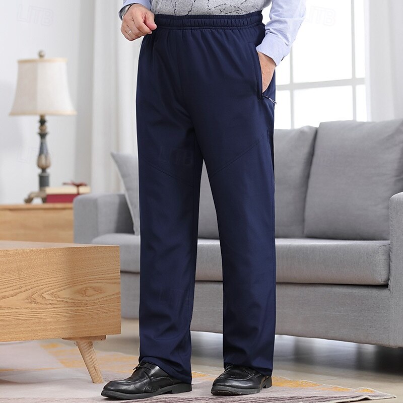 Men's Winter Sweatpants Shrepa Fleece Pants Thick with Pockets Bottoms Athleisure Gym Workout Windproof Warm Gym Outdoor Running Regular Fit Sportswear Activewear Solid Colored Black Dark Blue2