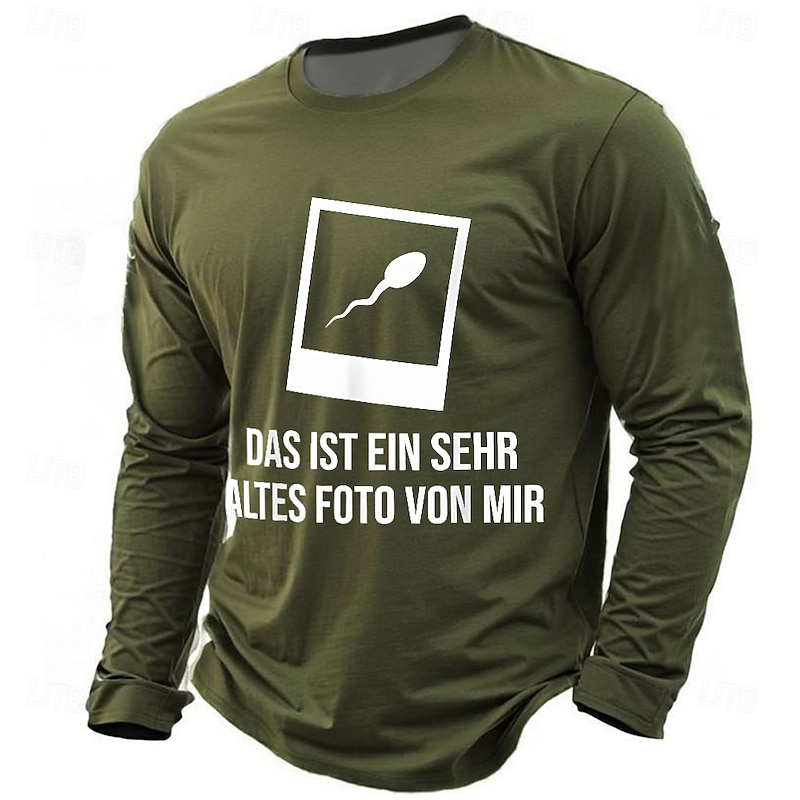 Men's Funny Slang German T Shirt Long Sleeve T shirt 3D Print Crew Neck Shirt Fashion Daily Basic Street Casual Daily Black Blue Green All Seasons Clothing Apparel S M L XL XXL XXXL2