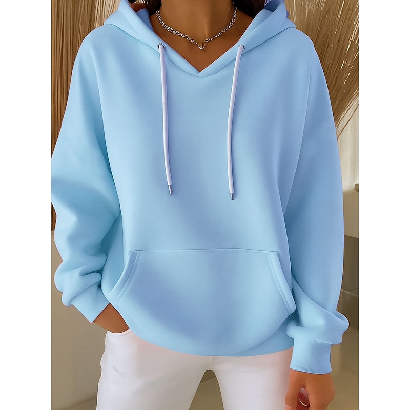 Women's Pullover Hoodie Sweatshirt Plain Casual Long Sleeve Hooded Regular Tops Party Evening Wear Street Dailywear White Pink Blue Purple Green Spring Fall Winter3