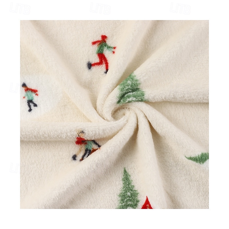 Flannel Throw Blanket, Thickened Christmas Print Warm Air Conditioning Blanket, Cozy Nap Blanket Gift with Gift Box3