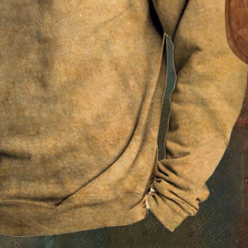 Men's Sweatshirt Pullover Hoodie Sweatshirt Pullover Button Up Hoodie Hunting Sweatshirt Khaki Standing Collar Plain Patchwork Sports & Outdoor Casual Daily Streetwear Cool Sportswear Spring &  Fall3