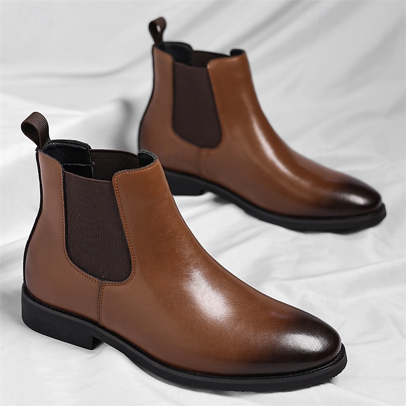 Men's Brown Chelsea Boots with Elastic Side Panels Classic Slip-On Design for Business, Formal Events and Daily Wear2