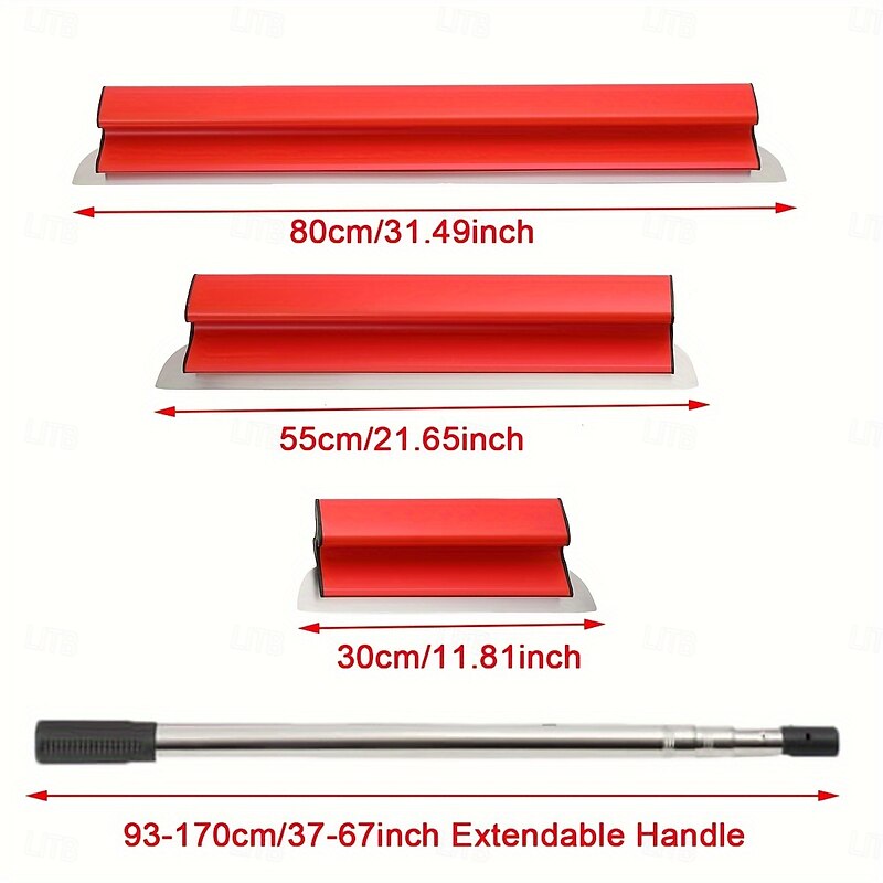 Drywall Skimming Blade Set Stainless Steel Drywall Tools With 37"-67" Adjustable Extension Handle Pole Professional Drywall Smoothing Blade Tool For Smoothing Wall And Ceiling2