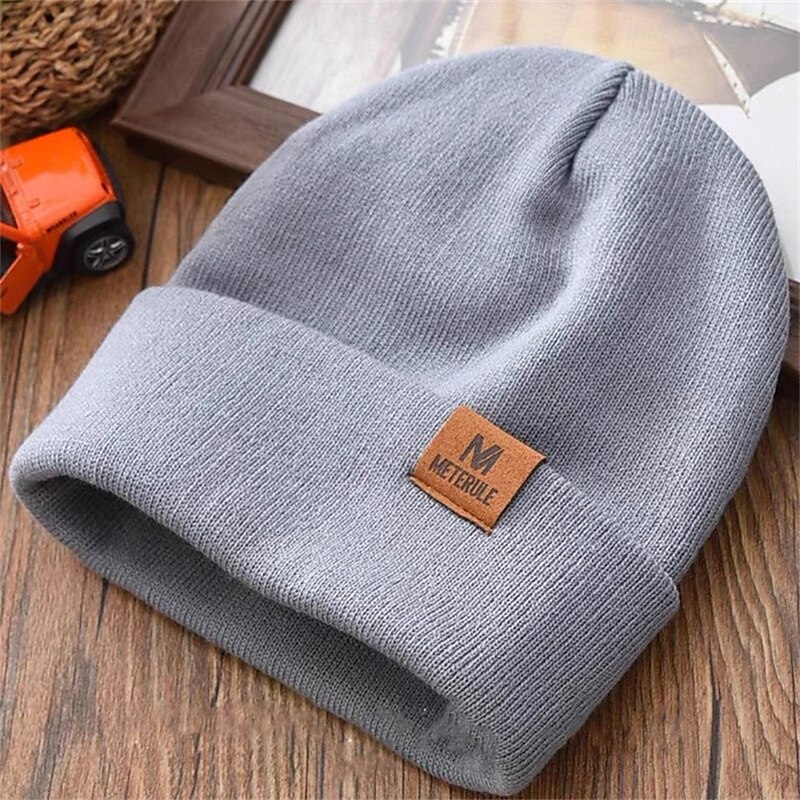 Men's Unisex Beanie Hat Winter Hats Beanies Skull Cap Knit Hat Black Red Acrylic Fibers Knitted Cozy Daily Wear Going out Solid / Plain Color Warm4