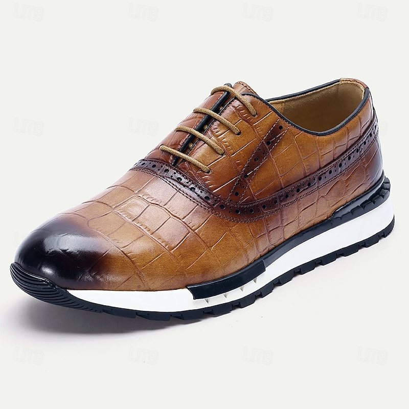 Men's Genuine Leather Casual Sneakers with Lace-Up Design, Comfortable Low Top Sport Style for Daily Wear, Travel, Walking and Outdoor Activities2