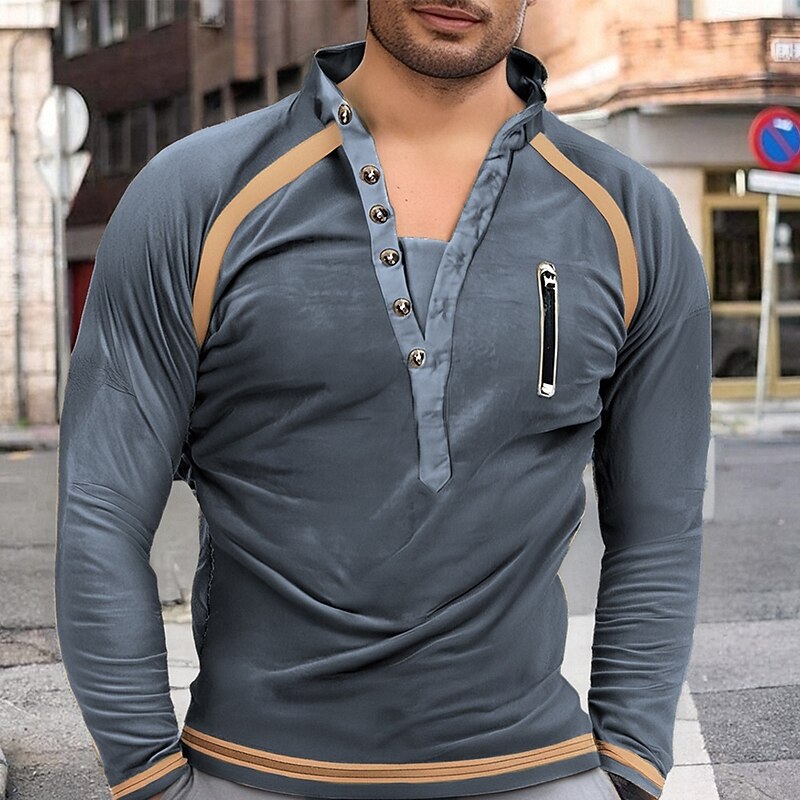 Men's Sweatshirt Wine Blue Khaki Light Grey Dark Gray Standing Collar Color Block Patchwork Sports & Outdoor Daily Holiday Cotton Streetwear Basic Casual Fall Winter Clothing Apparel Hoodies4