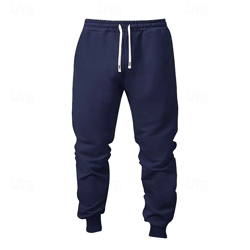 Men's Sweatpants Joggers Trousers Drawstring Pocket Elastic Waist Plain Comfort Sports Outdoor Daily Fashion Casual Black Dark Blue Micro-elastic4