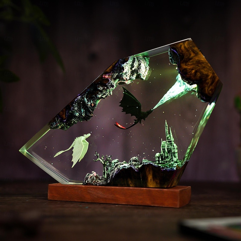 Dragon Epoxy Night Light, 3D Dragon Table lamp, Handmade Resin lamp, Home Decor, Gift for him, Father, Birthday Gift, Unique Gift4