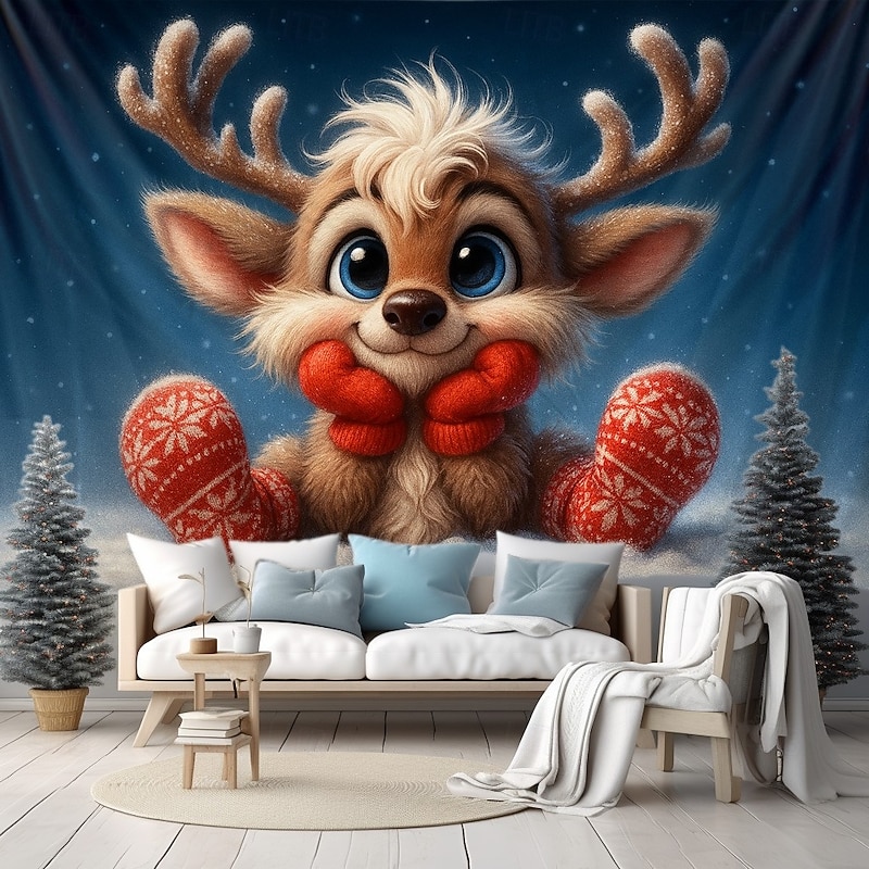 Christmas Wall Tapestry Backdrop, Cute Santa Claus Wall Hanging, 2025 Xmas Festive Holiday Decoration for Living Room, Bedroom, Party and Outdoor4