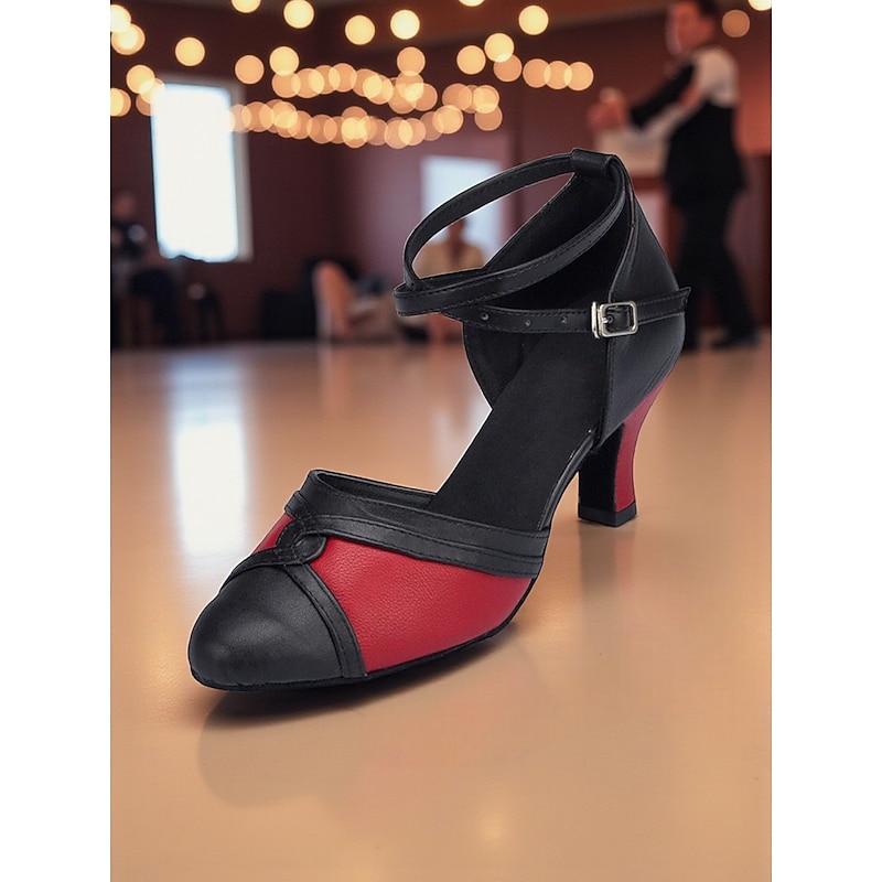 Women's Black and Red Gatsby Dance Shoes - Vintage 1920s Ballroom Latin Heels for Party & Performance2