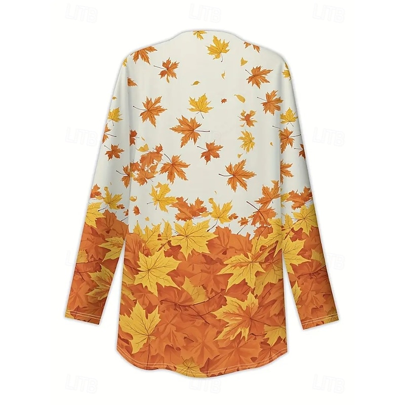 Women's Winter Coat Trench Coat Lightweight Comfortable Print Open Front Vintage Fashion Casual Floral Vacation Casual Long Collarless Regular Fit Long Sleeve Outerwear Orange Spring Fall2