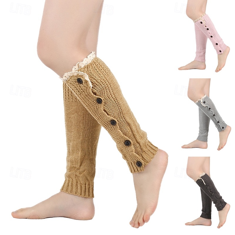 Women's Leg Warmers Boot Cuffs Outdoor Holiday Solid Color Acrylic Fibers Casual Warm Elastic 1 Pair