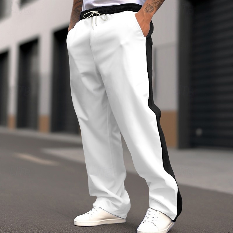 Men's Sweatpants Wide Leg Sweatpants Trousers Casual Pants Open Bottom Sweatpants Drawstring Elastic Waist Color Block Moisture Wicking Breathable Full Length Outdoor Casual Daily Fashion Streetwear