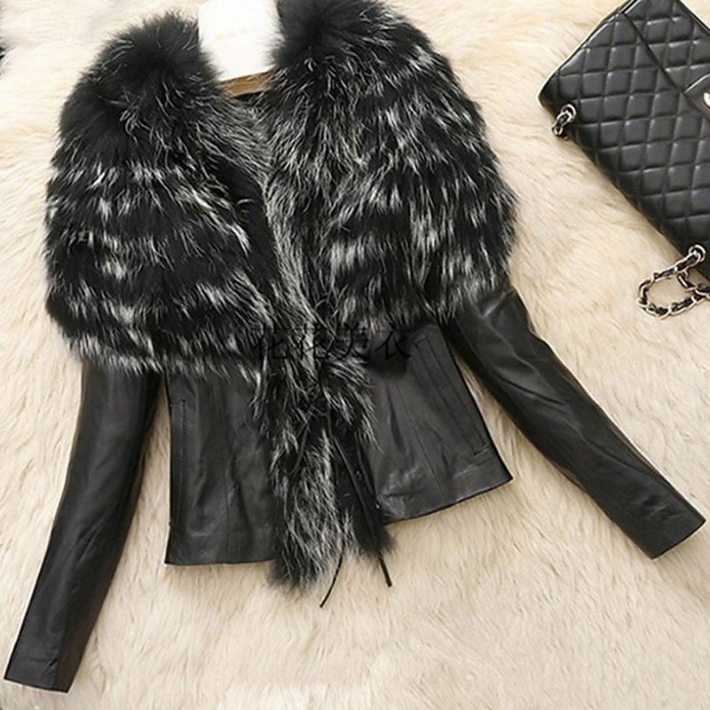 Women's Faux Leather Jacket Warm Comfortable Pocket Fashion Casual Stripe Vacation Street Casual Daily Wear Short V Neck Regular Fit Long Sleeve Outerwear Black And White Black Brown Fall Winter2