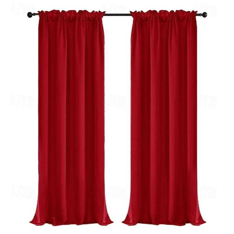 Christmas Blackout Curtains, Full Coverage Double-Sided Light-Blocking Fabric, Holiday Window Drapes for Home and Office3