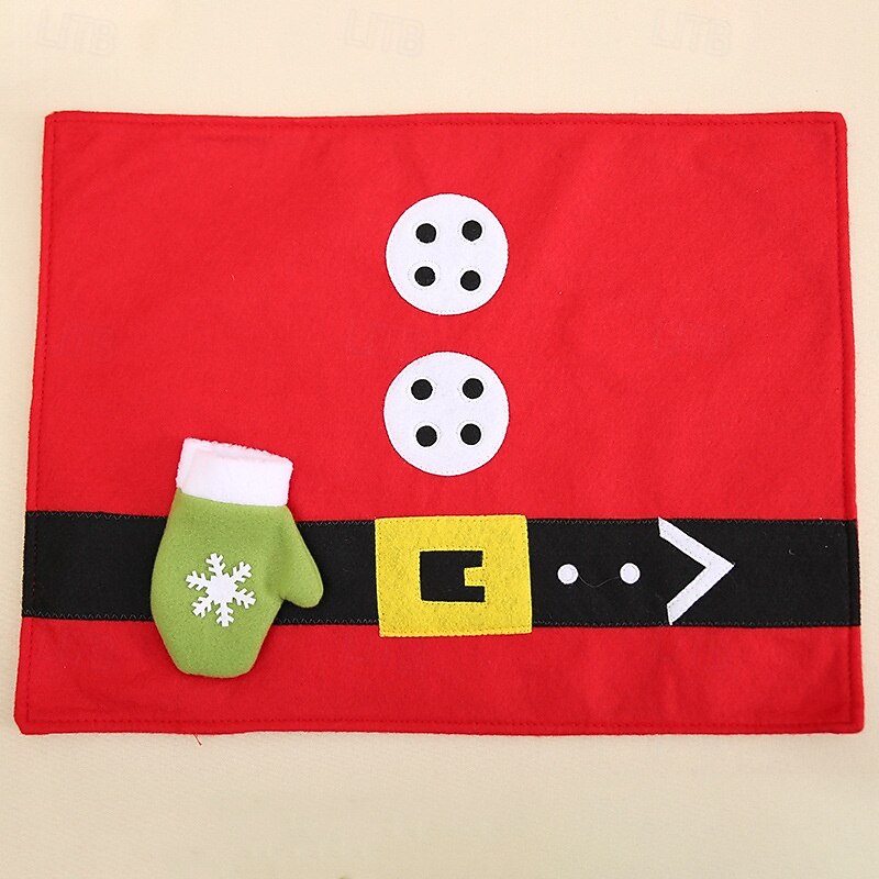 4pcs Christmas Tableware Placemats Festive Knife & Fork Holders, Holiday Dining Table Decorations, Candy Gift Table Mats for Home3