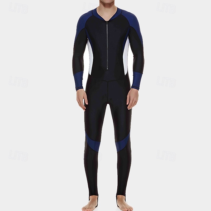 Men's Full Body Swimwear Dive Skin Suit UPF50+ Long Sleeve Swimwear Front Zip Swimming Diving Surfing Snorkeling Patchwork Summer Spring Autumn2