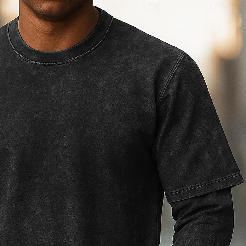 Men's T Shirt Tee Tee Top Long Sleeve Crew Neck Henley Spring Fall All Seasons Plain Fashion Designer Basic Pockets Layered Vacation Street Casual Black Top Tee for Men3