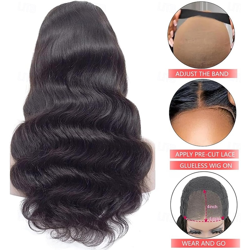 4x4 Glueless HD Lace Closure Wig Human Hair Body Wave Lace Closure Wigs Human Hair Pre Plucked Wear And Go Body Wave Wig Human Hair2