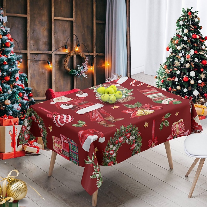 Holiday Tablecloth, Christmas Heat-Resistant Placemat for Dining & Living Room, Festive Home Decor, European Style Xmas Table Cover, Insulated Non-Scald Table Mat