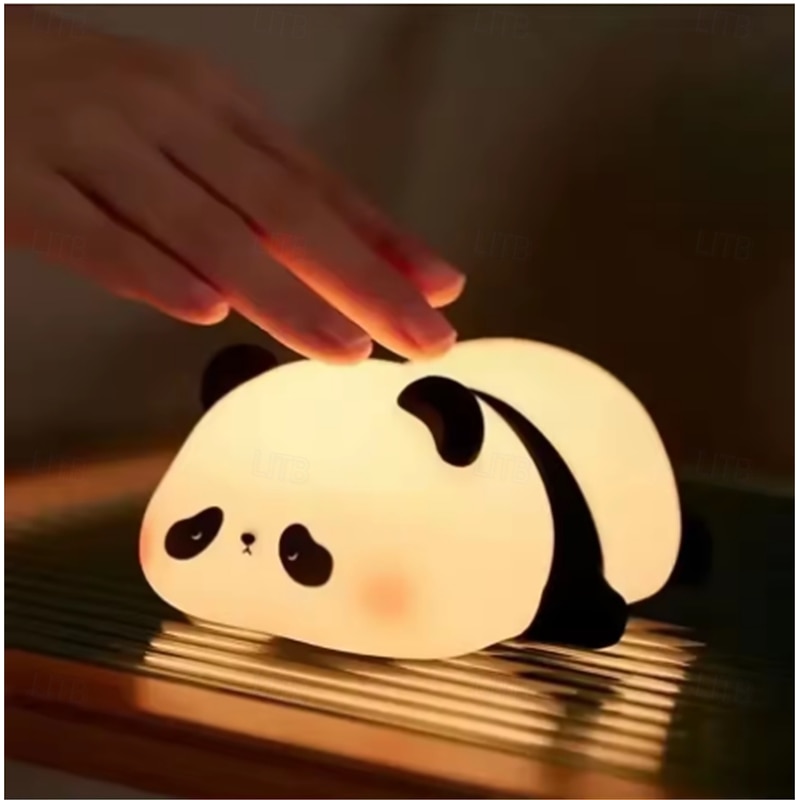 LED Night Light Lying Flat Duck Panda Pig Silicone USB Charging Bedside with Sleep Night Light Pat Dimming Atmosphere Table Lamp Gift