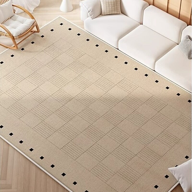 French Vintage Ice Silk Area Rug, Cooling Floor Mat Carpet for Living Room, Sofa, or Bedroom, Elegant Luxury Bedside Rug with Retro Design2