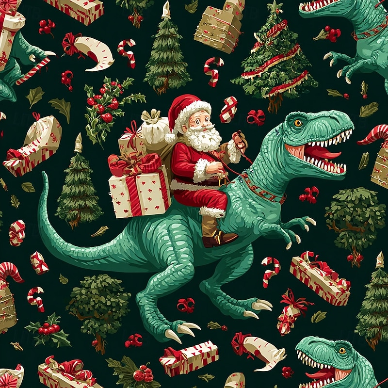 Christmas Men's Santa Claus Dinosaur Polo Short Sleeve Polo Shirts Lapel Casual Outdoor Street Festival Outfit 3D Print Buttons Spring Fall Winter Purple Green3