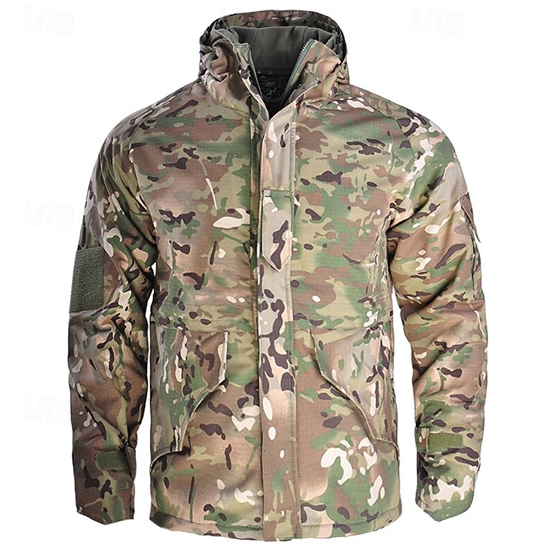 Men's Combat Jacket Softshell Jacket Hiking Jacket Fleece Jacket Thermal Jacket Cotton Winter Outdoor Camo Thermal Warm Top Green Khaki Grey2