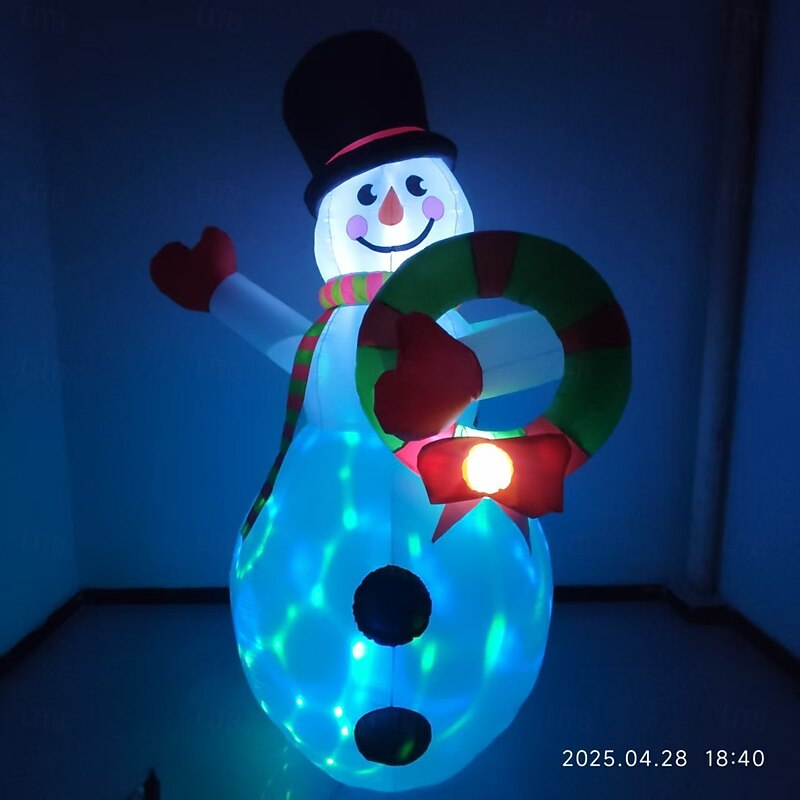 1 Pc 2.4M/8FT Christmas wreath snowman LED strip light inflatable air model color light indoor and outdoor courtyard lawn holiday atmosphere decoration light EU/US/UK/AU Plug4