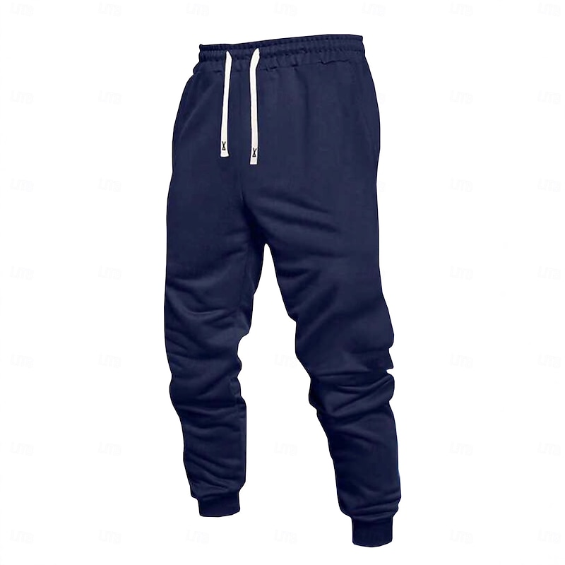 Men's Sweatpants Joggers Trousers Casual Pants Drawstring Elastic Waist Plain Moisture Wicking Breathable Full Length Outdoor Casual Daily Fashion Streetwear Black Navy Blue Inelastic4