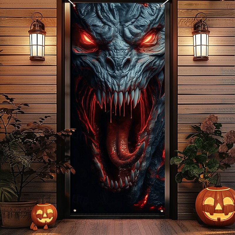 Halloween Door Covers, Zombie Green Horror Tapestry with Chilling Dark Undead Figures, Spooky Scary Door Curtain for Indoor Outdoor Decor2