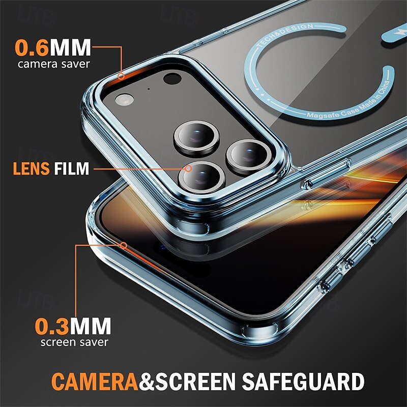 Phone Case For iPhone 17 Pro Max 17 Air 17 16 Pro Max Plus 16e Back Cover Magnetic Adsorption Translucent Magnetic Shockproof Retro TPU PC3
