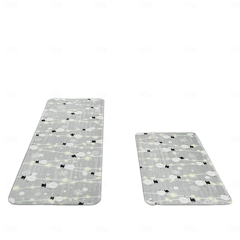 Christmas Kitchen Floor Mat, Home Absorbent Non-Slip Rug, Customizable Crystal Velvet Entrance Mat, Dropshipping Available3