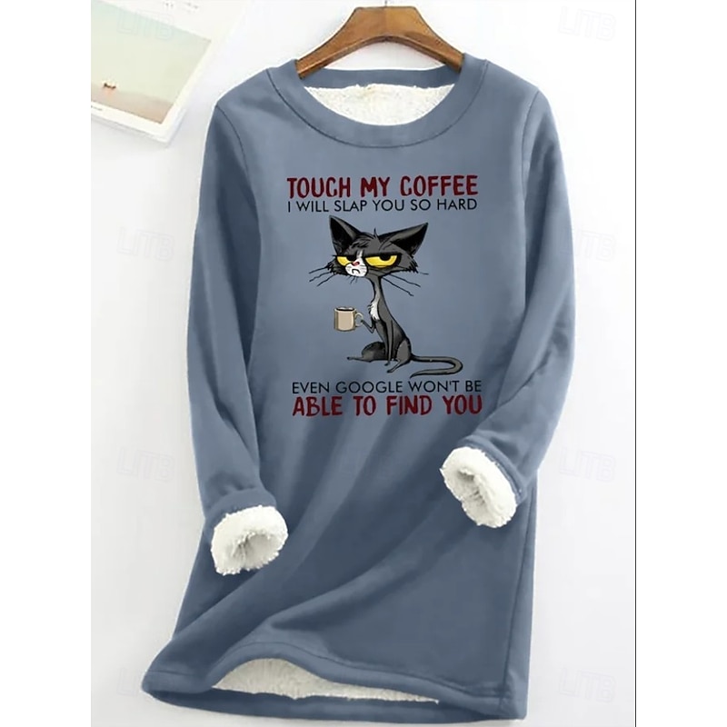 Women's Pullover Sweatshirt Graphic Letter Warm Casual Fuzzy Long Sleeve Crew Neck Round Neck Regular Tops Street Casual Pink Blue Gray Spring Fall Winter3