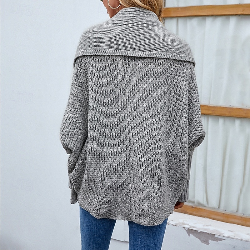 Women's Sweater Cardigan Streetwear Casual Pure Color Cowl Knitted Long Sleeve Regular Tops Knit Daily Holiday Weekend Black Pink Fall Winter4