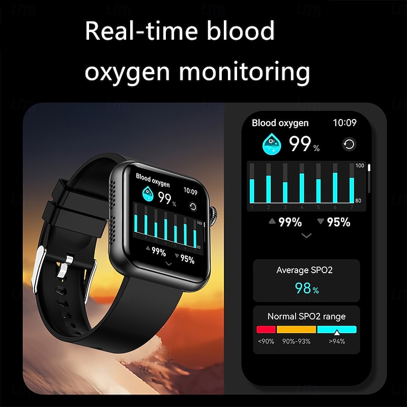 TK50 Bluetooth Calling Smart Watch 1.72 HD Screen Fitness Tracker IP68 Waterproof Blood Pressure Oxygen Heart Rate Smartwatch4