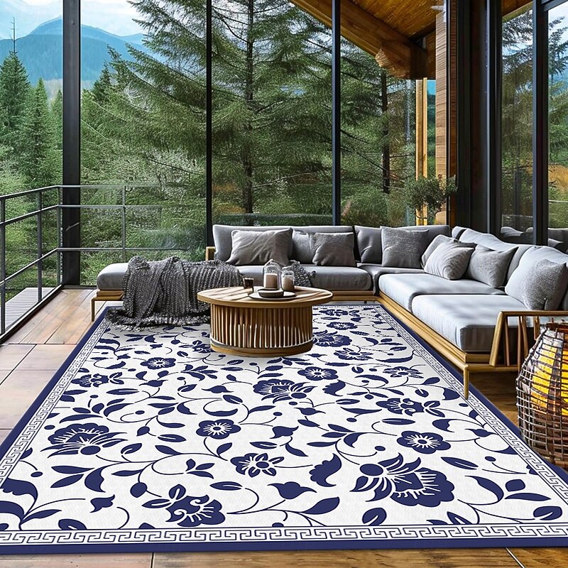 Outdoor Mat Modern Pattern Outdoor Mat, Durable Plastic Mat for Decks, Camp Sites, Pool Decks & RV2