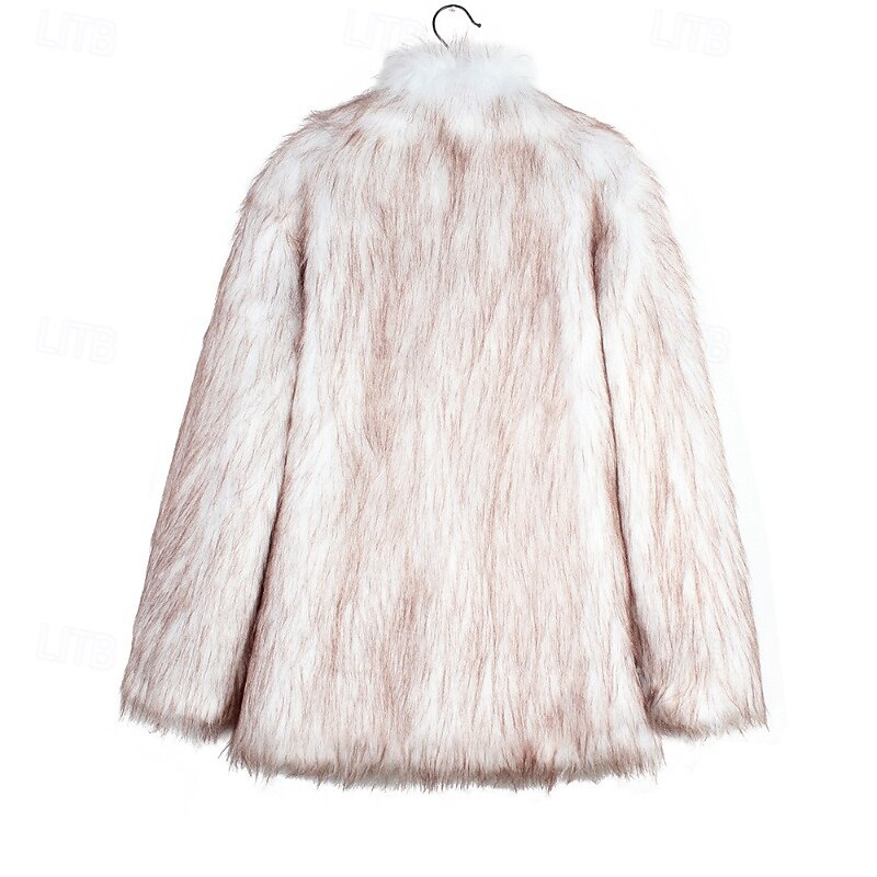Women's Coat Faux Fur Coat Warm Comfortable Furs & Leathers Fashion Tie Dye Vacation Daily Wear Going out Weekend Long Turndown Regular Fit Long Sleeve Outerwear White Fall Winter4