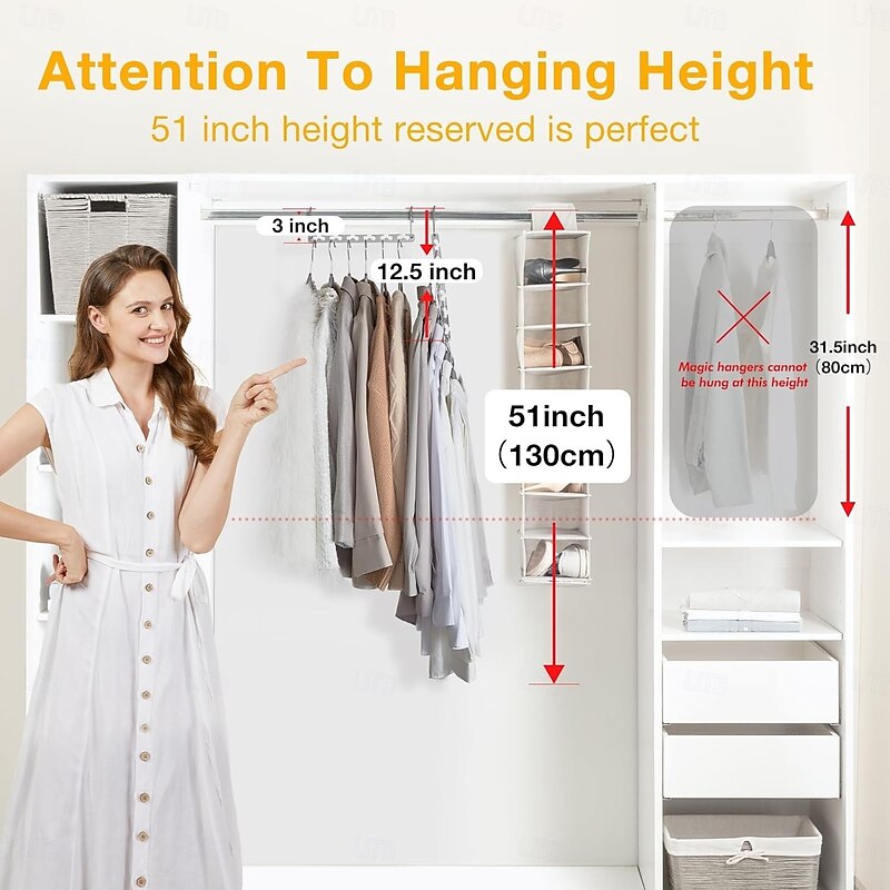 5 Pack Space Saving Hangers for Clothes, Heavy Duty Hanger Organizer 30 Lbs Capacity, Metal Magic Hanger, Sturdy Multi Hangers, Closet Space Saver Closet Organizers and Storage2